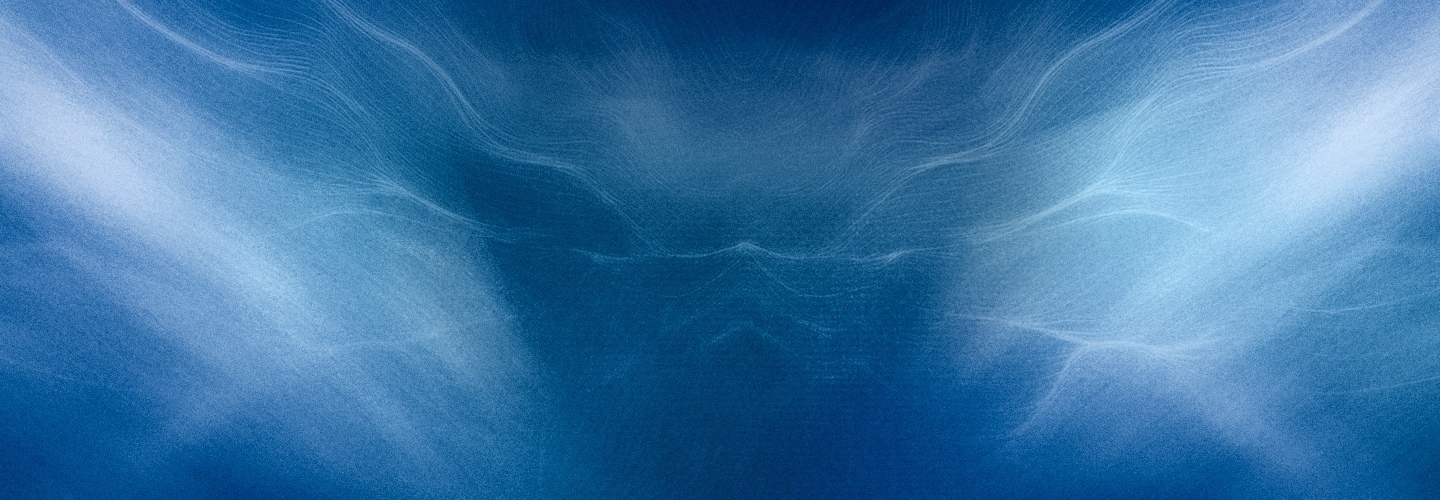 A wide abstract blue background with soft, flowing wave-like textures and subtle light gradients spreading from both sides toward the center.