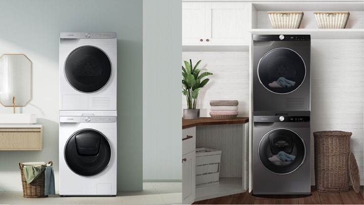 Stacking samsung washer on sale and dryer