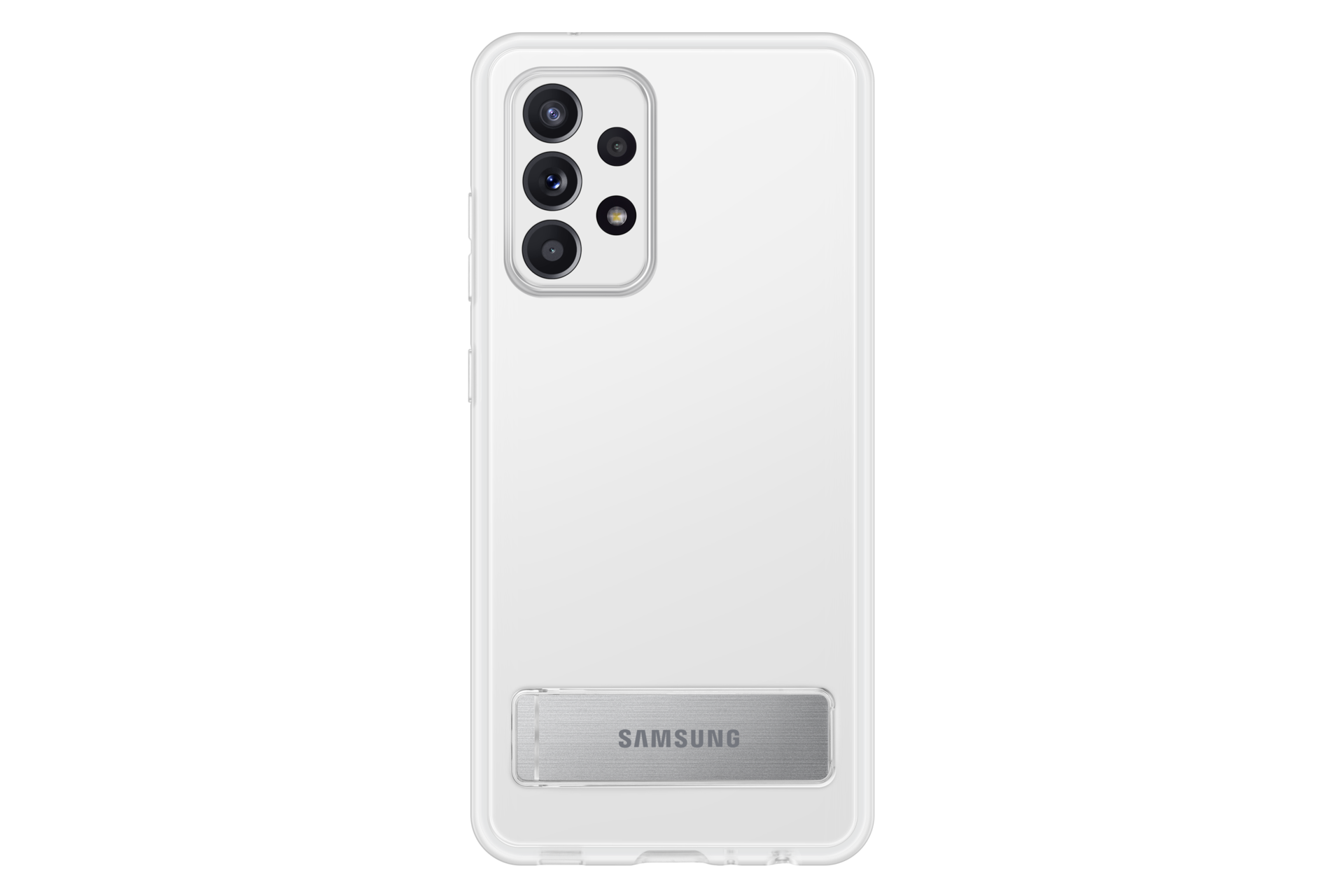 The front of a transparent Galaxy A52s 5G cover made from a bouncy TPU that helps protect a smartphone from damages and shocks