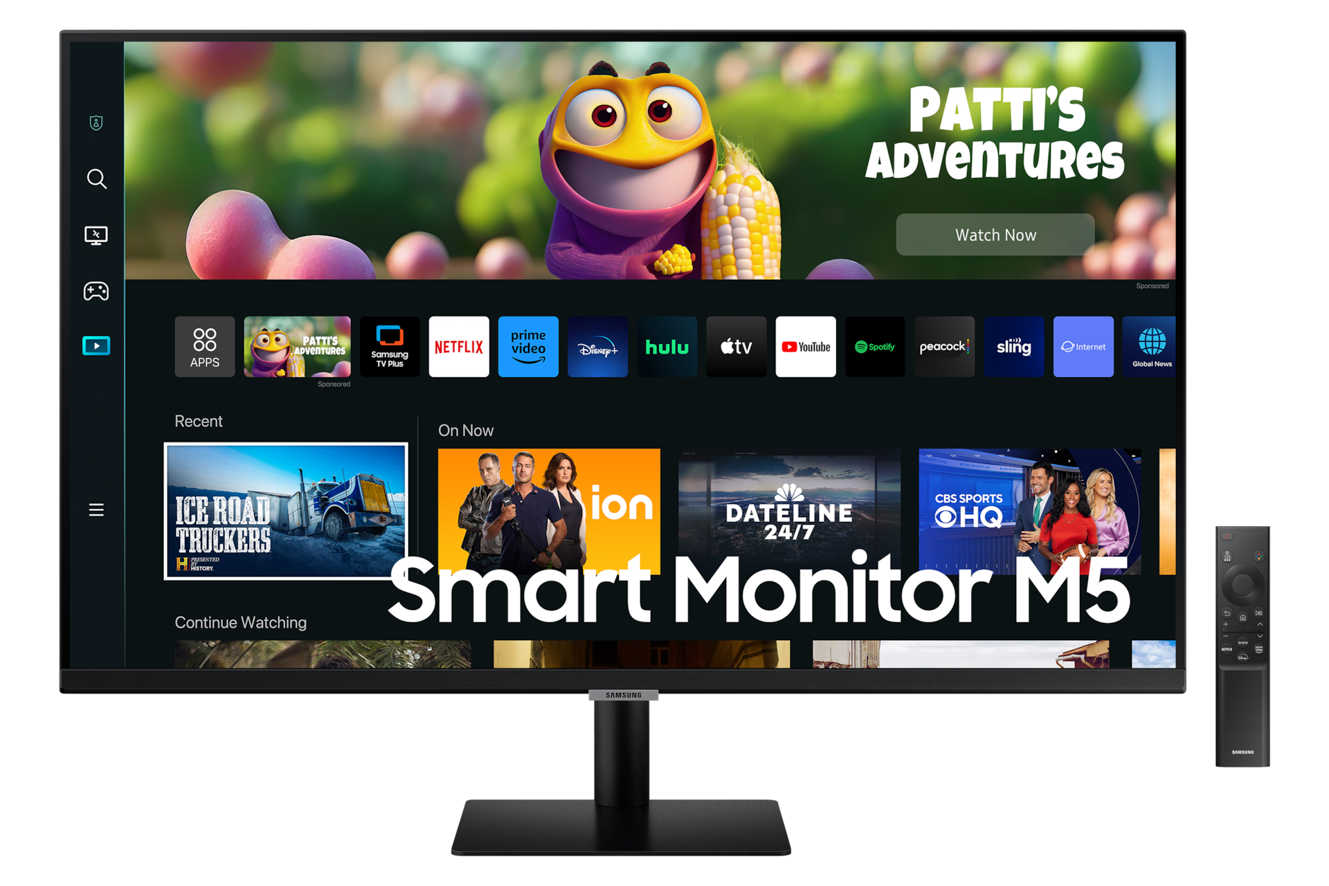 Front of the Samsung M5 LS27CM500EEXXS Smart monitor & TV in Black Colour