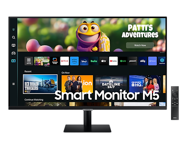 Front of the Samsung M5 LS27CM500EEXXS Smart monitor & TV in Black Colour