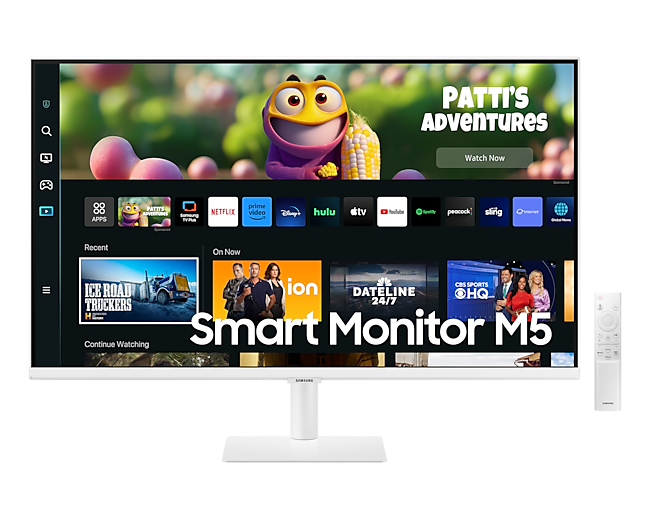 Front of the Samsung M5 LS27CM501EEXXS Smart monitor & TV in White Colour
