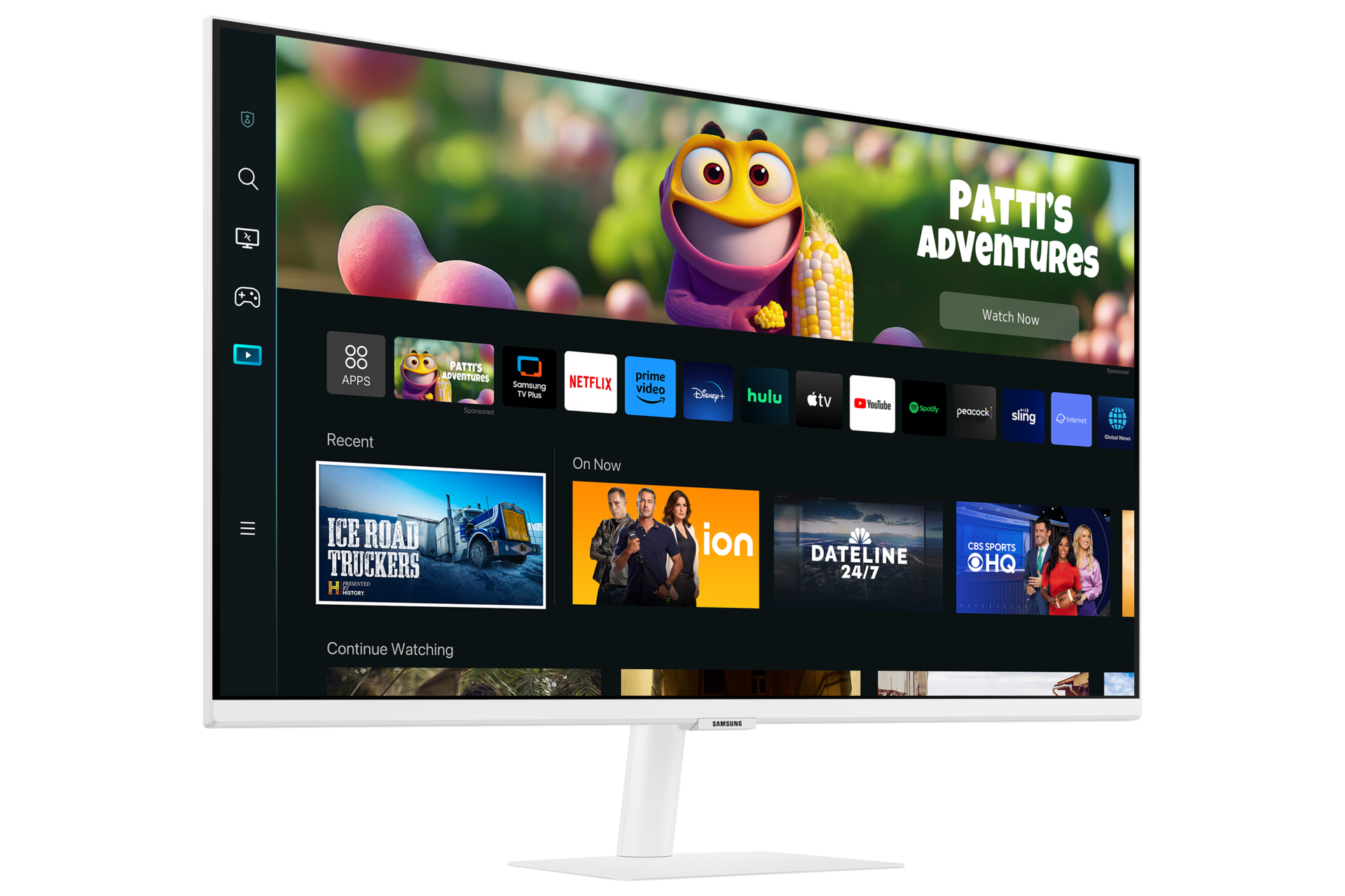 Left side of the Samsung M5 LS27CM501EEXXS Smart monitor & TV in White Colour