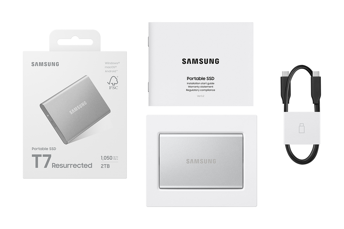 Portable SSD T7 Resurrected USB 3.2 Gen 2 2TB Silver