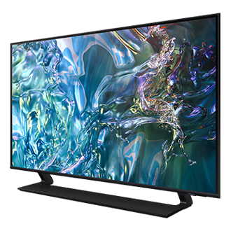 Right perspective of the Samsung Q60D 50-inch QLED 4K Smart TV (2024) in black colour.