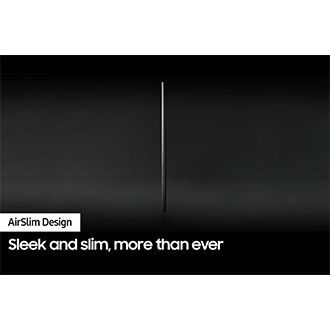 Profile view of QLED TV Q60D shows ultra slim design of QLED TV AirSlim