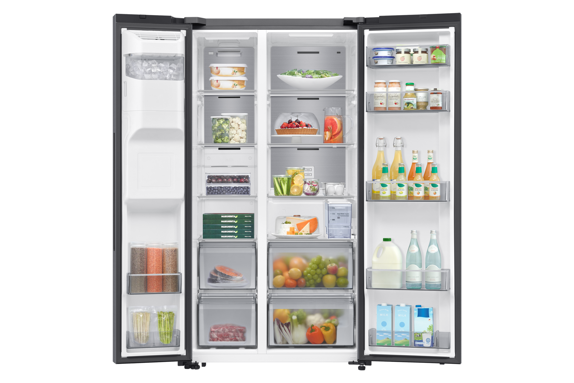 655 L Refrigerator SBS RS70F65Q3TSS Bespoke  Front-Open-With-food Silver 