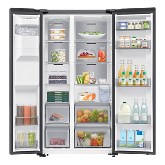 655 L Refrigerator SBS RS70F65Q3TSS Bespoke  Front-Open-With-food Silver 