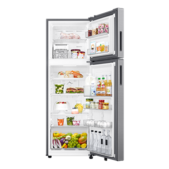 256L Refrigerator TMF All-Around Cooling Front-Open-With-Food1 Silver 