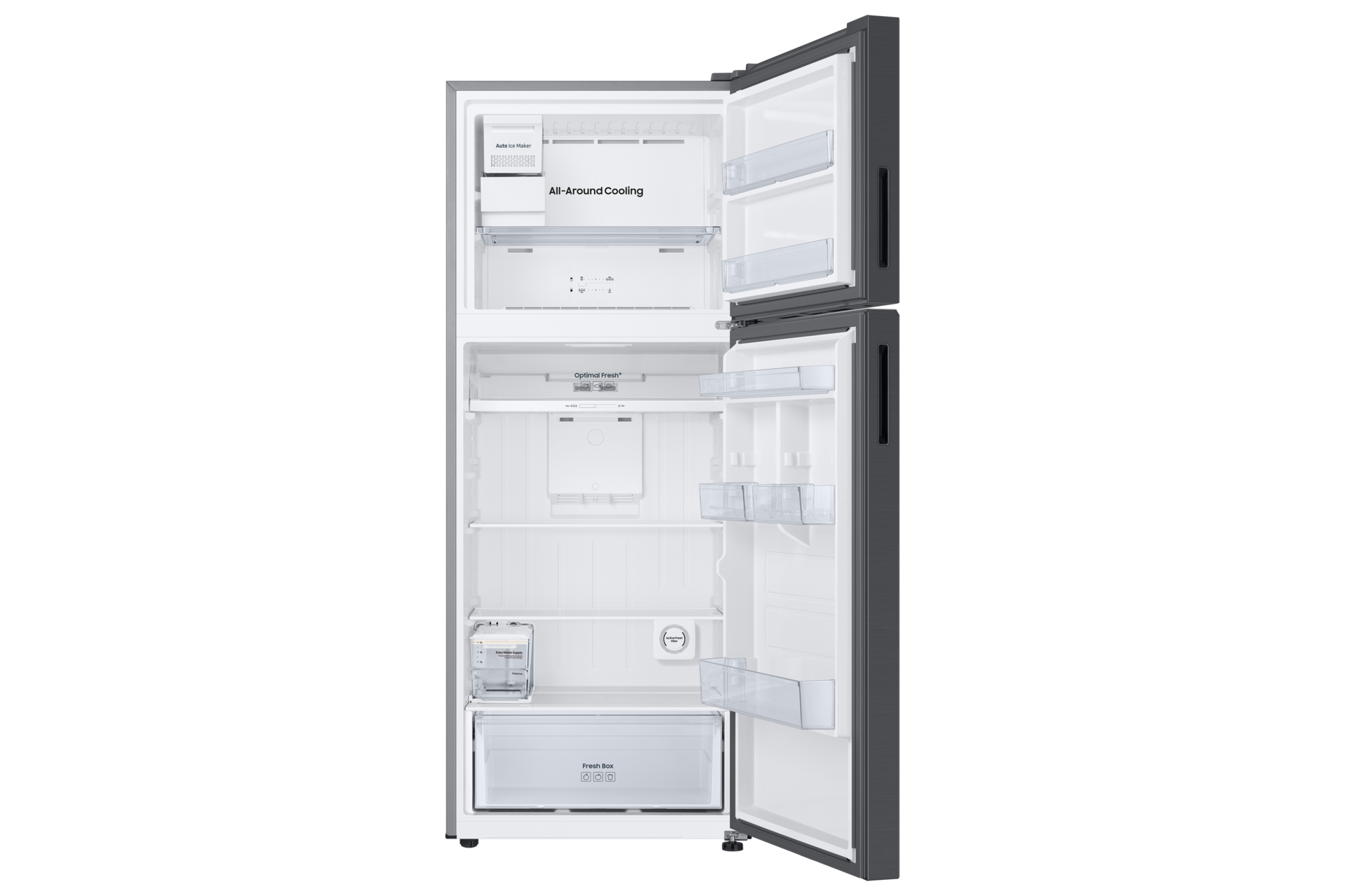 RT6300C Top Mount Freezer Refrigerators with Bespoke Design Front-Open-Without-Food Black 