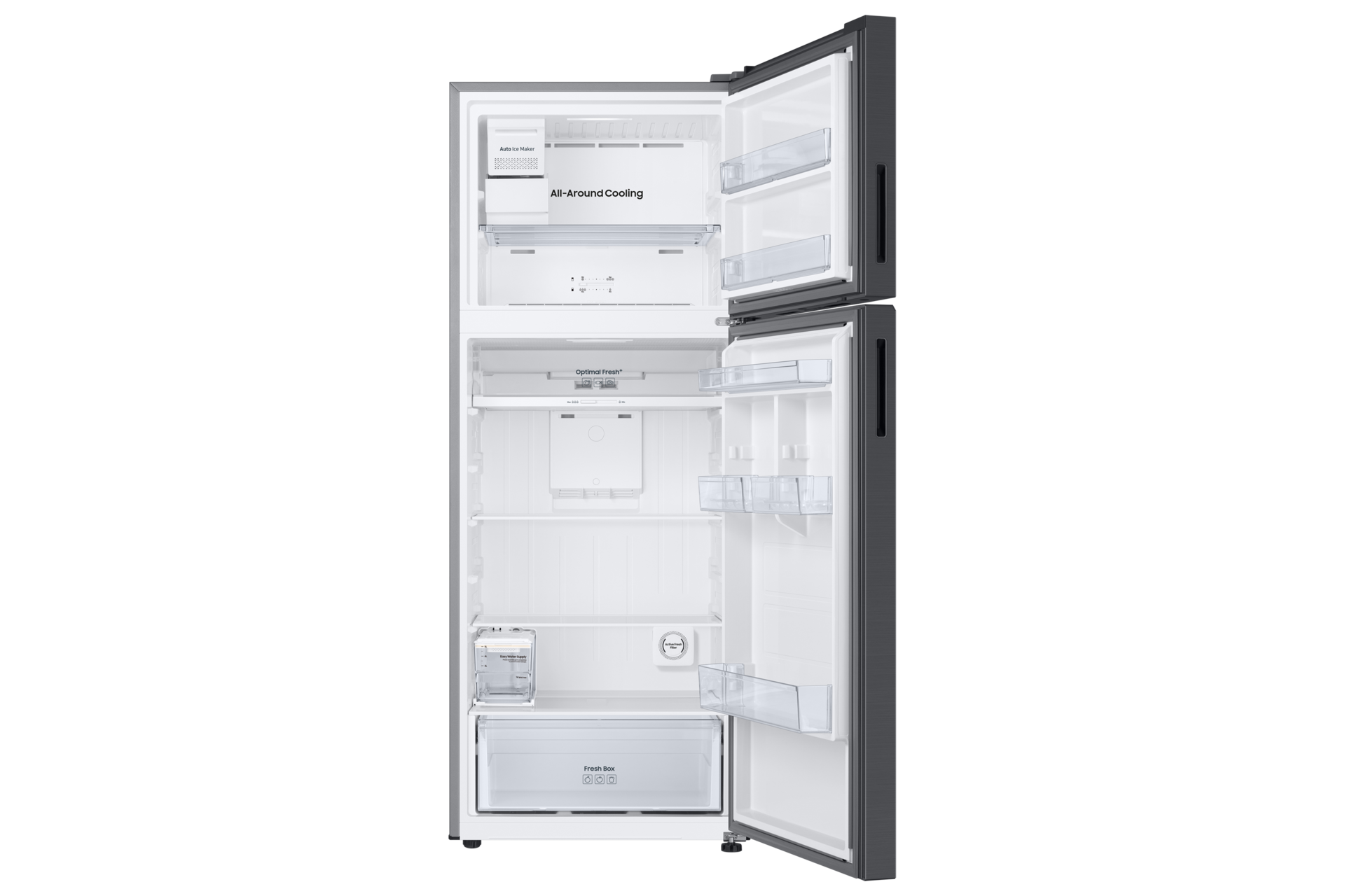 RT6300C Top Mount Freezer Refrigerators with Bespoke Design Front-Open-Without-Food Black 