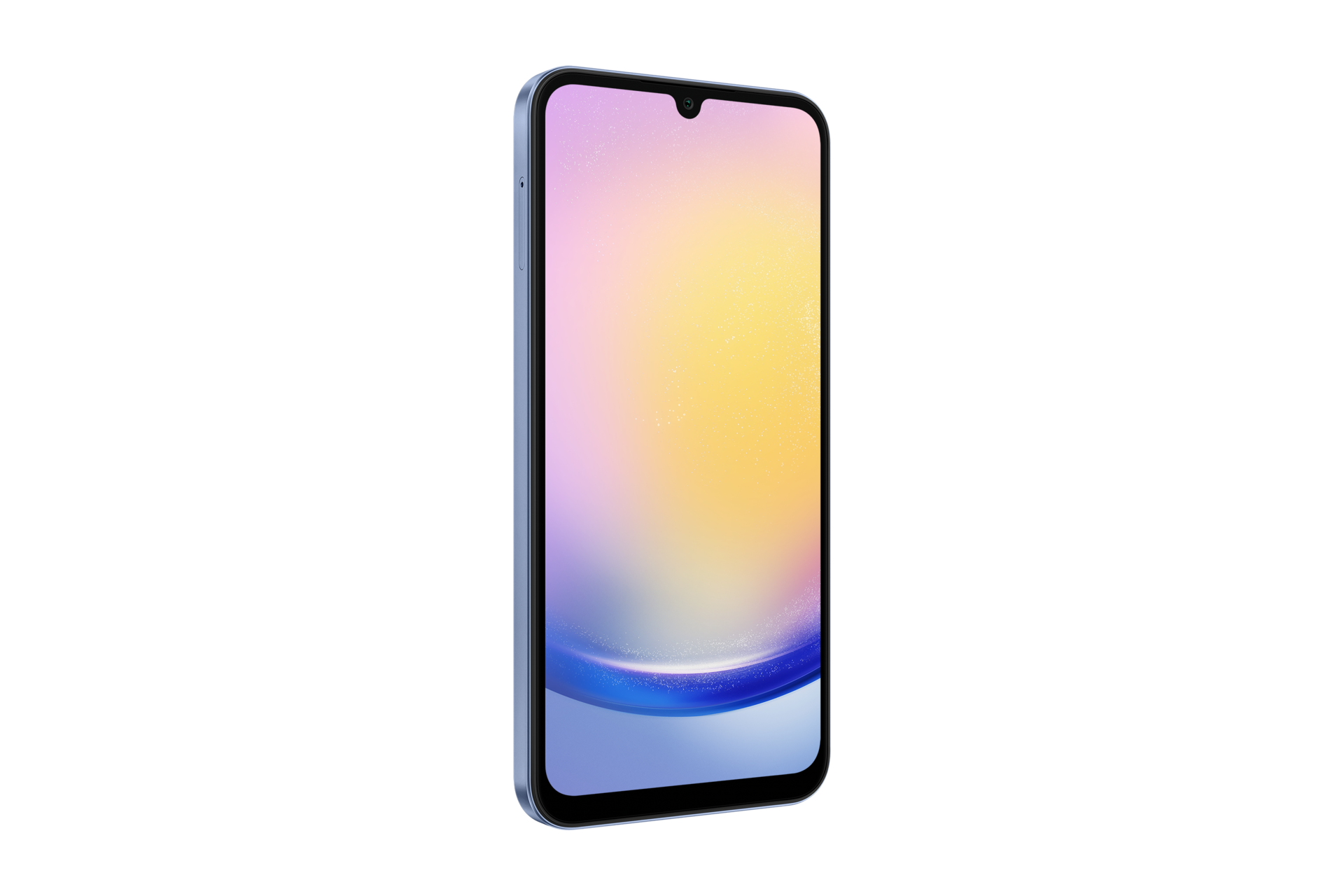 Left side view of the Samsung Galaxy A25 5G smartphone in Blue colour