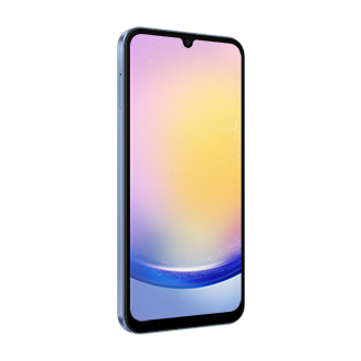 Left side view of the Samsung Galaxy A25 5G smartphone in Blue colour