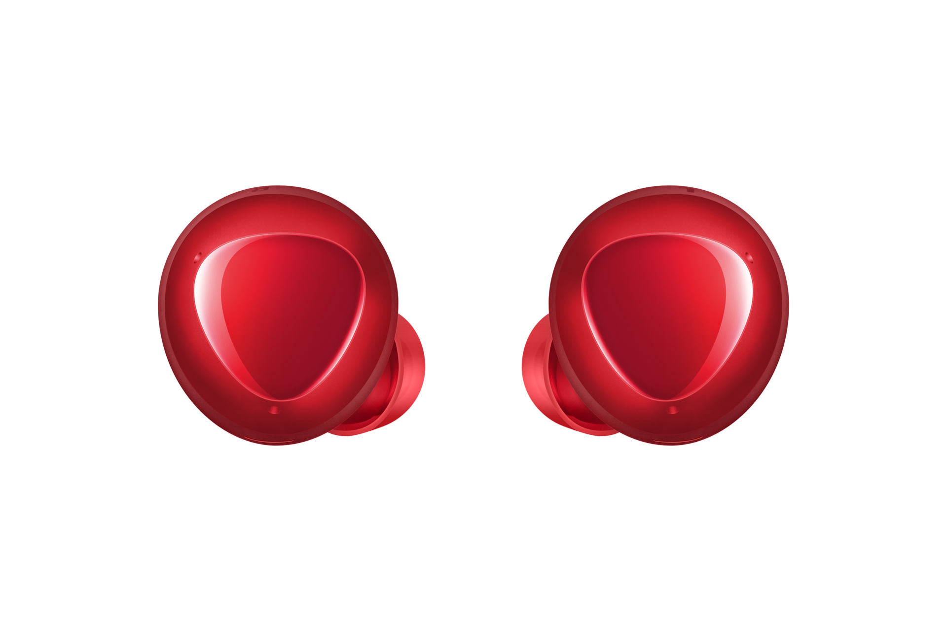 Exterior of the Samsung Galaxy Buds Plus in red