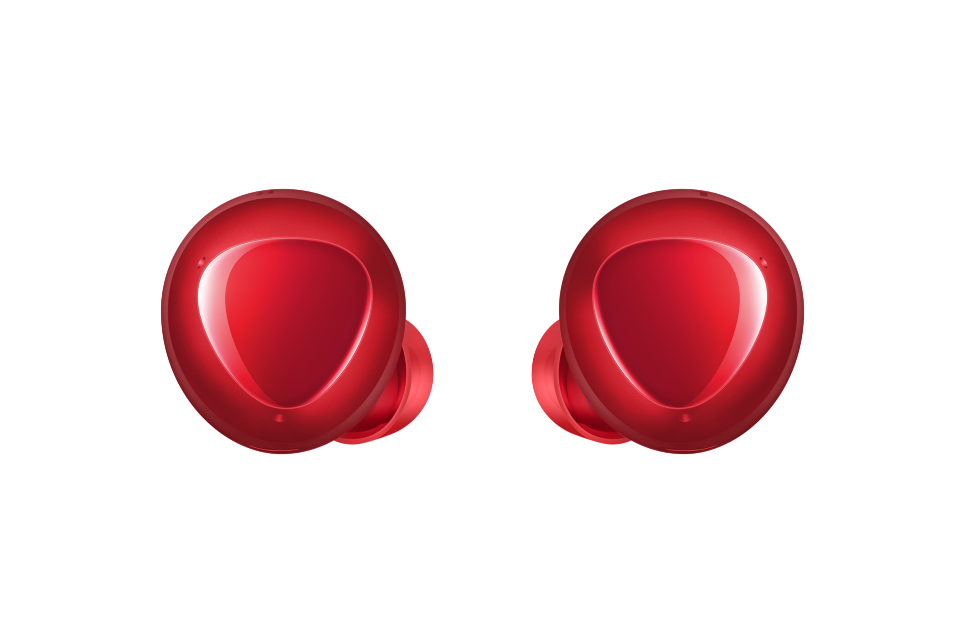 Exterior of the Samsung Galaxy Buds Plus in red