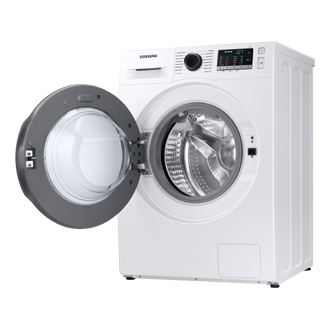 Buy WD80TA046BE/SP now. EcoBubble™, 8Kg, Washer Dryer, 4 Ticks seen from right perspective with door open