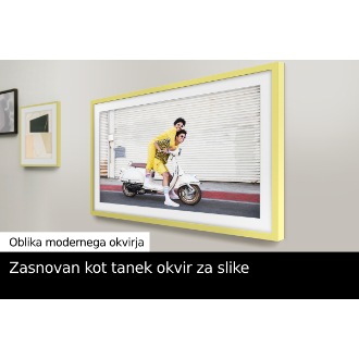 The Frame visi na steni ob drugih okvirjih za slike, tako da je tudi The Frame videti kot slika na steni. 