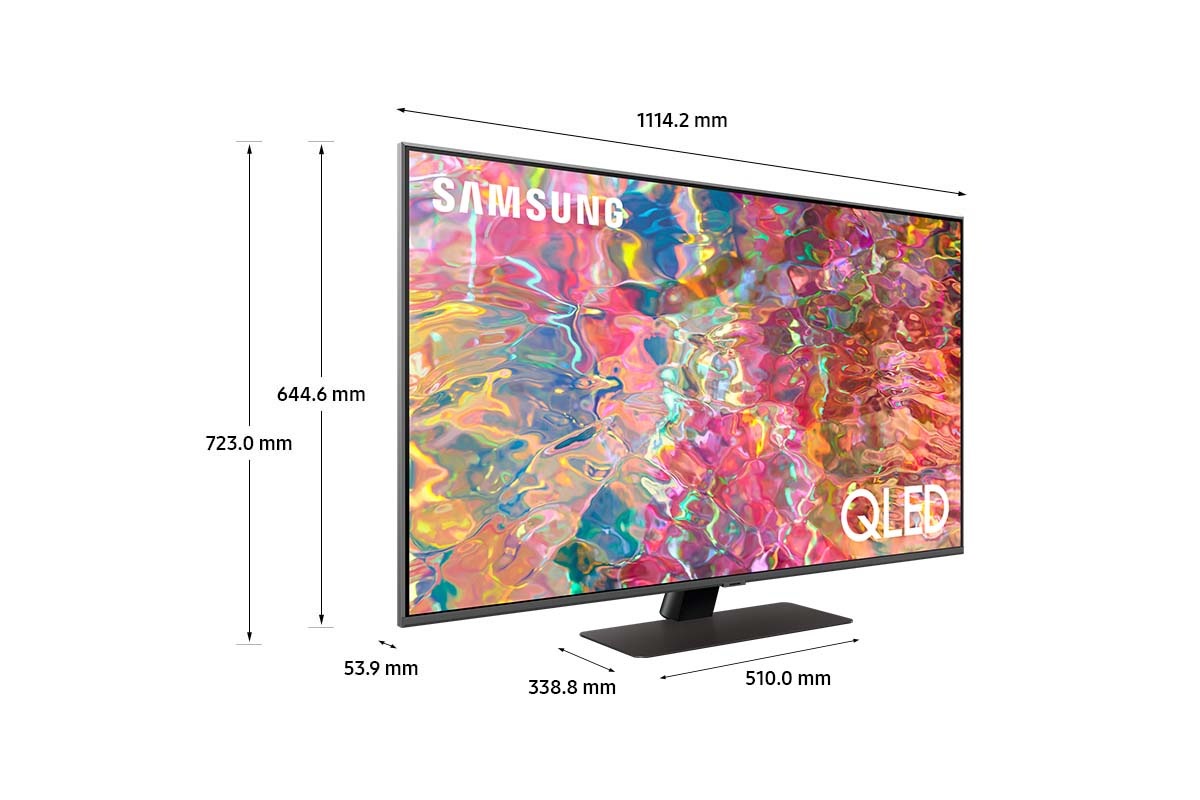 Dimenzije Samsung QLED TV(125 cm) Q80B s srebrnim osrednjim stojalom