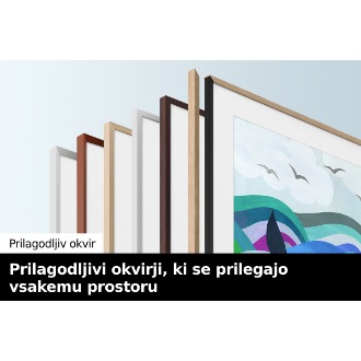 Prikažejo se različni prilagodljivi okvirji The Frame televizorja.