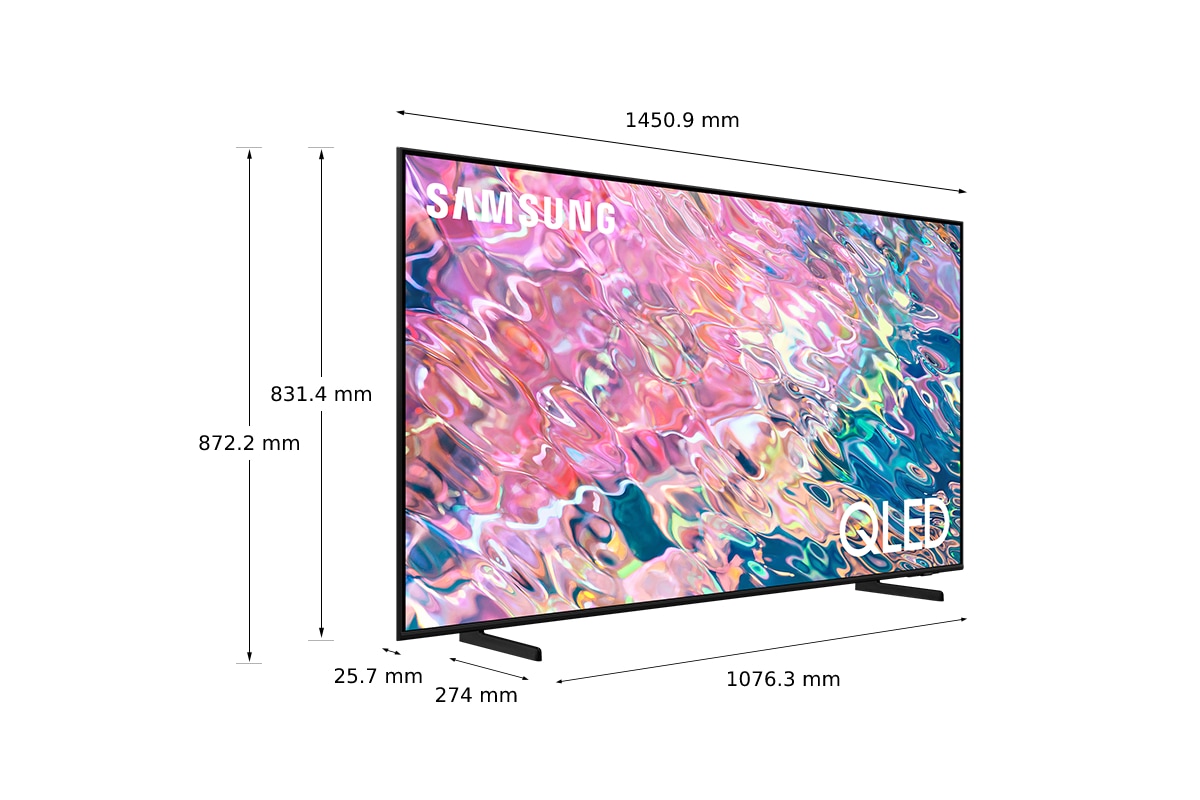 Dimenzije 163 cm Samsung QLED TV Q60B s črnim stojalom z nogicami