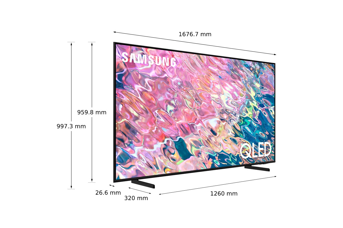 Dimenzije 189 cm Samsung QLED TV Q60B s črnim stojalom z nogicami