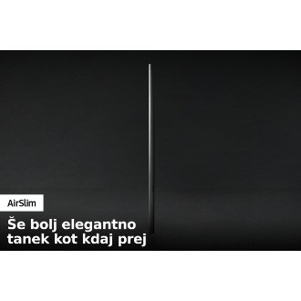 Slika QLED TV Q60B iz profila prikazuje izjemno ozko obliko QLED TV AirSlim