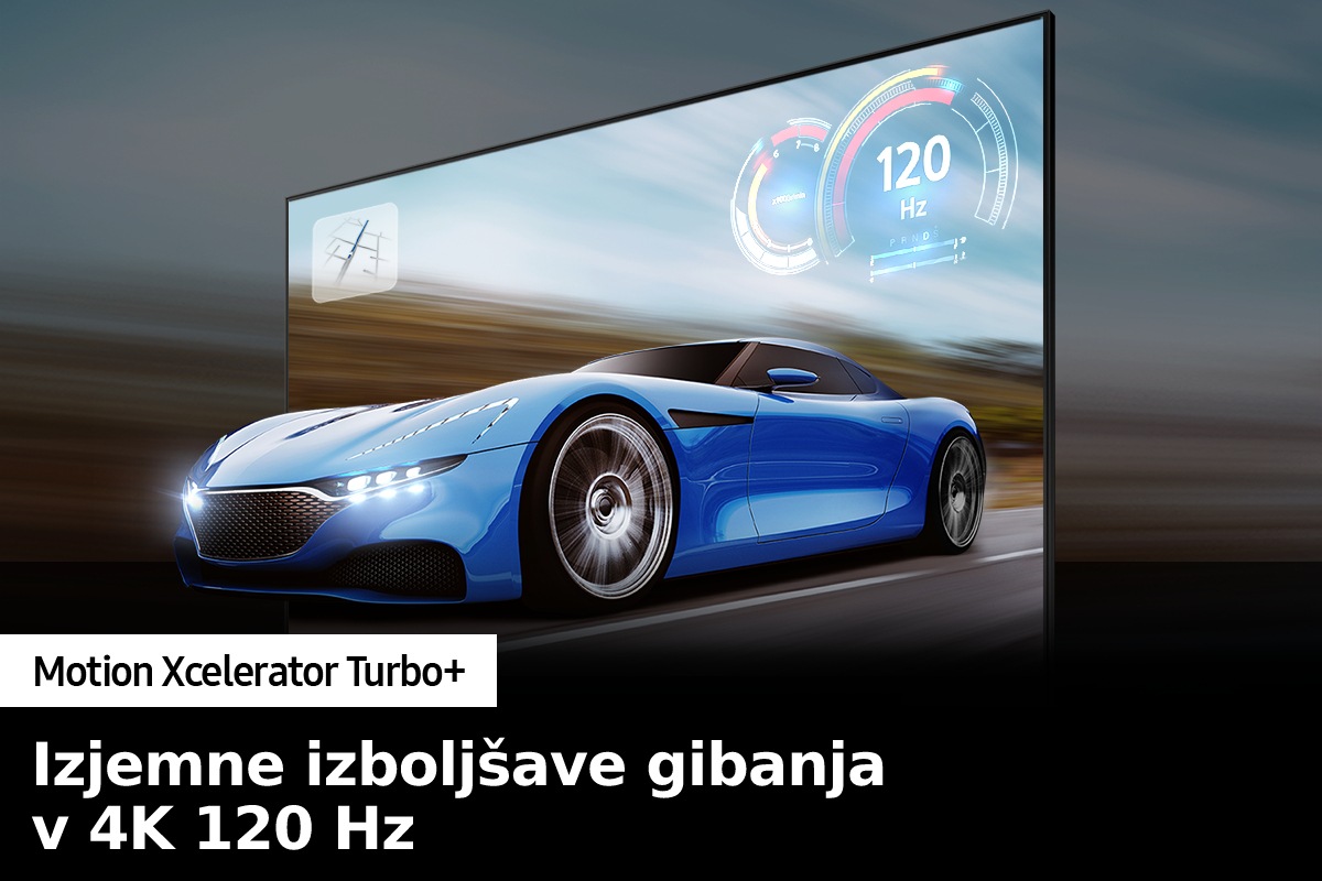 QLED TV Q70B z Motion Xcelerator Turbo+ razločno prikaže igrani prizor.