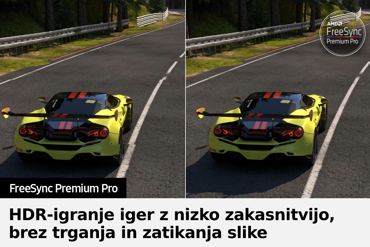 QLED TV Q70B s FreeSync Premium Pro razločno prikaže igrani prizor.