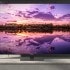 A QLED TV is on display with a nature scene on its screen. 