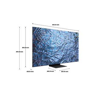 Dimenzije Samsung QLED TV(214 cm) QN900C s črnim povezanim stojalom