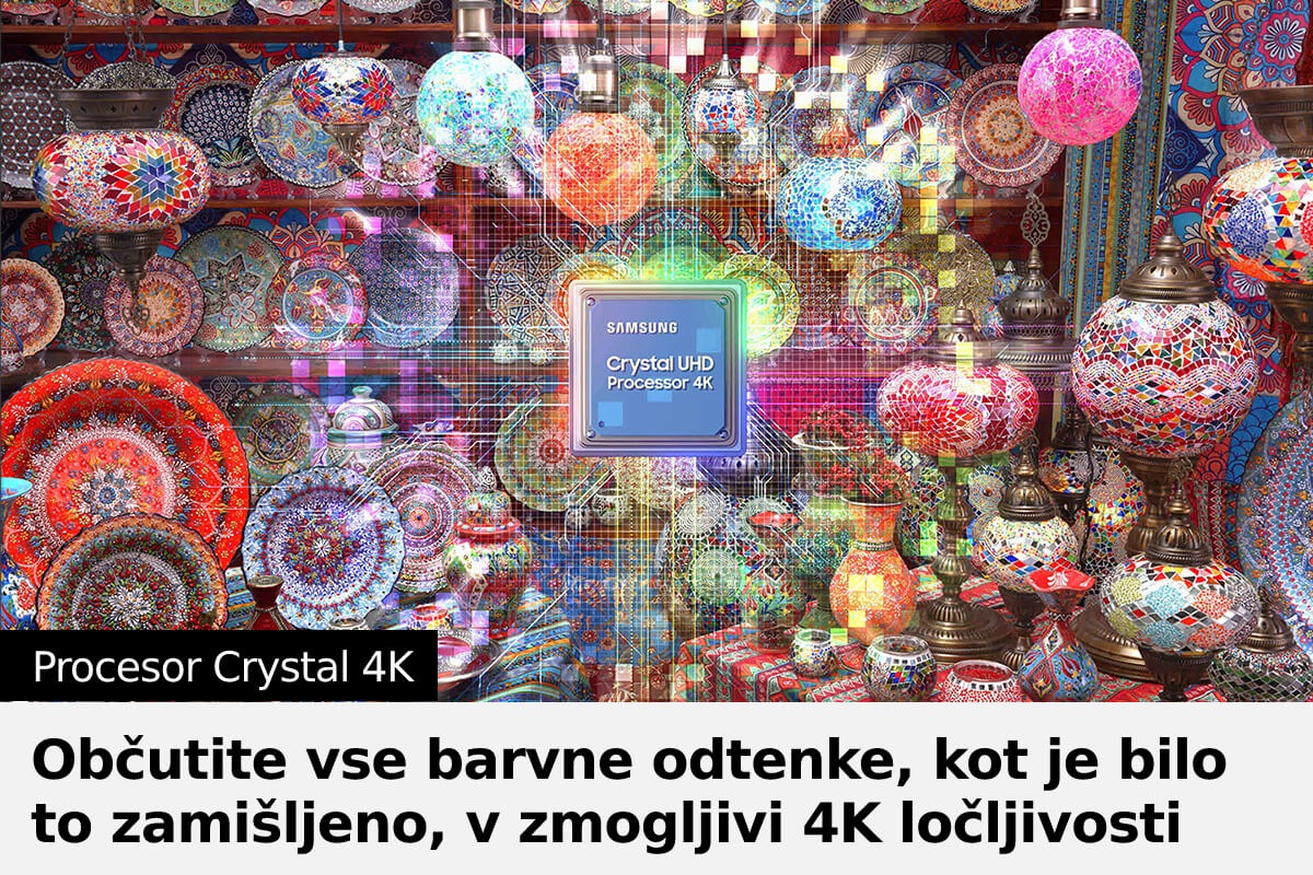 Crystal UHD BU8000 ima Crystal procesor 4K, ki pametno izboljša kakovost slike