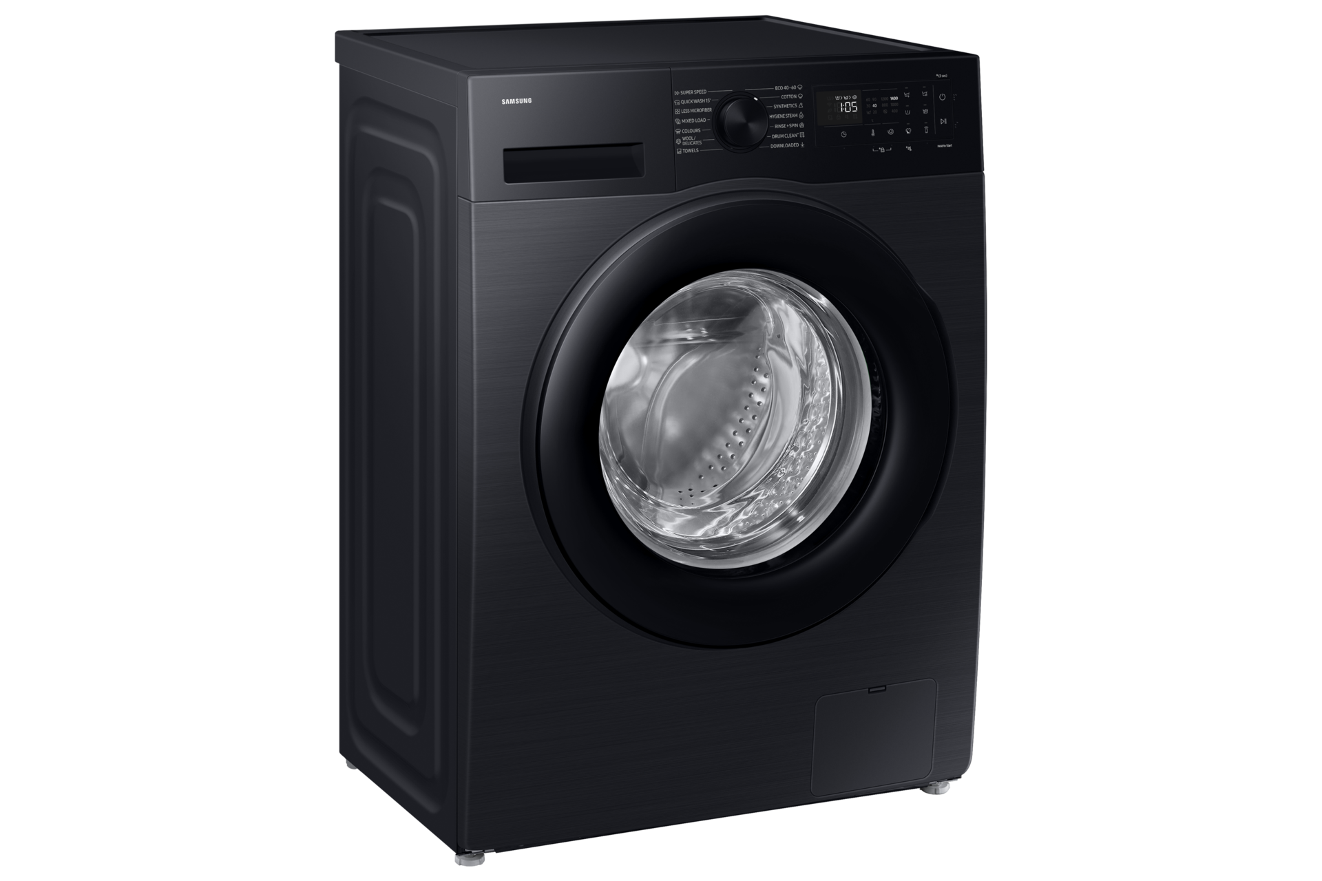 Pralni stroj z dodajanjem perila spredaj, A-10% dodatno energetsko učinkovitostjo in AI Ecobubble™ WW5100D L-Perspective Black 