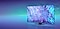 QLED-телевизор отображает на своем экране фиолетовую графику