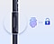Je zobrazený bočný profil smartfónu Galaxy so zväčšeným a zväčšeným snímačom odtlačkov prstov. Hneď vedľa snímača sa zobrazuje ikona odtlačku prsta a ikona odomknutia s krátkou bodkovanou čiarou medzi nimi.