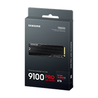 9100 PRO with Heatsink PCIe®5.0 NVMe™ M.2 SSD  PKG-R-Perspective Black 