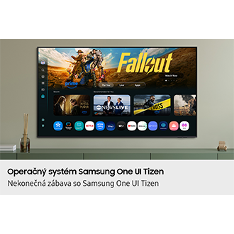 Samsung Crystal UHD U8000 TV v fialovom interiéri zobrazuje abstraktnú scénu fialových bublín.
