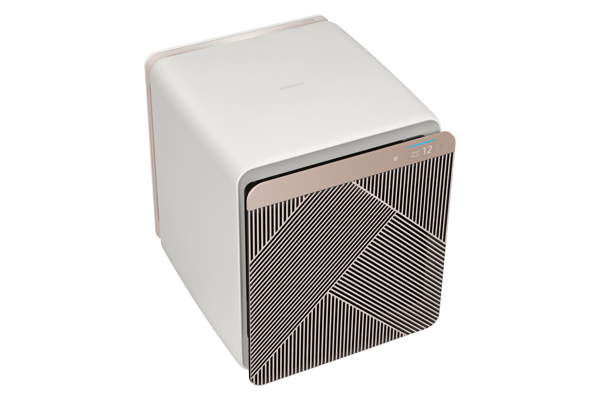 มุมมองด้านบนและด้านซ้ายเครื่องฟอกอากาศ Samsung BESPOKE Cube สี Beige