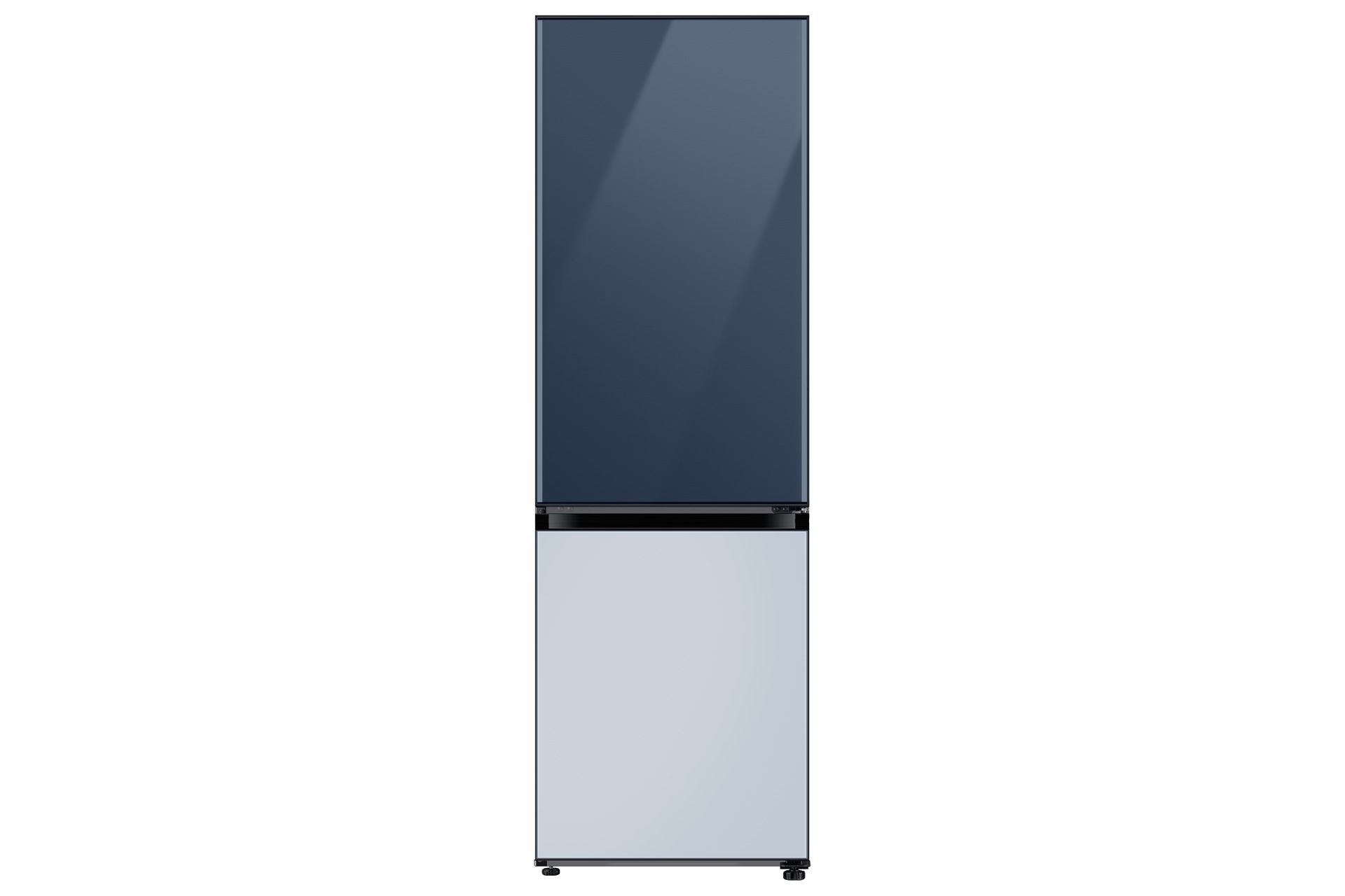 ตู้เย็น BESPOKE 2 ประตู ด้านบน สี Glam Navy ด้านล่าง สี Satin Sky Blue