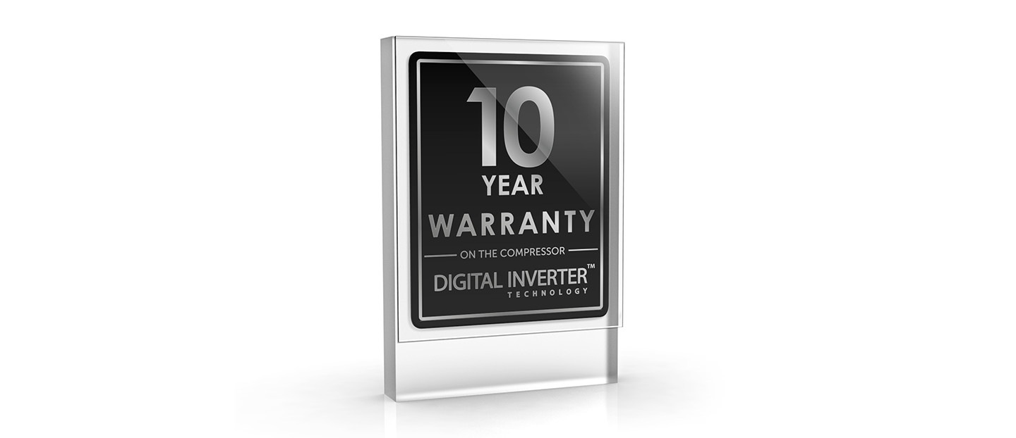 มีการแสดงผลการรับประกัน 10 ปีสำหรับคอมเพรสเซอร์เทคโนโลยี Digital Inverter™