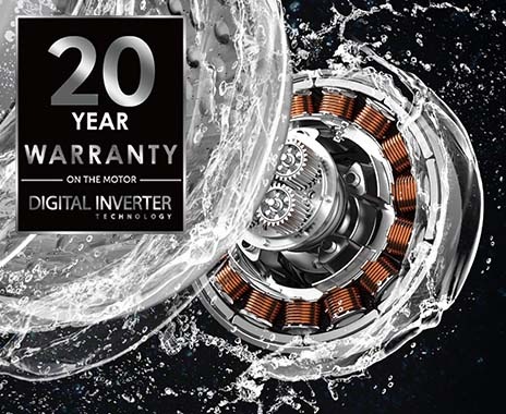 Digital Inverter Motor, drum and water stream spins fast. WA8800's warranty is 11 year.