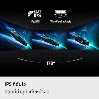 IPS ความเร็วสูง สีสันสดใสทั่วทั้งหน้าจอ จอภาพสามจอวางเรียงกันให้มุมมองภาพกว้างถึง 178° ไอคอน IPS ความเร็วสูงและมุมมองภาพกว้าง