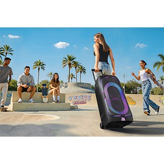 [ผู้คนที่อยู่กลางแจ้งสามารถเคลื่อนย้าย Sáms~úñg S~óúñd~ Tówé~r ST50F~ ได้อย่างง่ายดายด้วยด้ามจับและล้อในตัว]