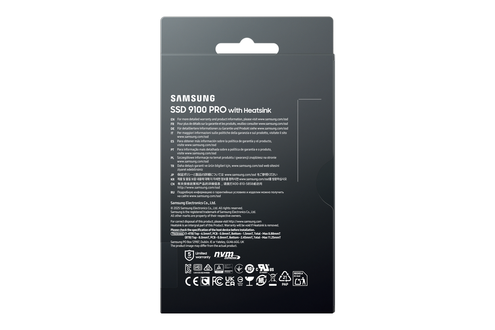 9100 PRO PCIe 5.0 NVMe M.2 SSD PKG-Back Black 