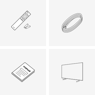 อุปกรณ์เสริม Samsung 2025 QLED Q5F ที่ให้มาได้แก่ รีโมทคอนโทรล, สายไฟ และคู่มือ