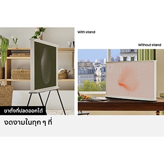 [ทีวี Thé S~éríf~ แสดงผลในตำแหน่งที่แตกต่างกันโดยมีขาตั้งและไม่มีขาตั้งในสองตำแหน่งที่แตกต่างกัน]