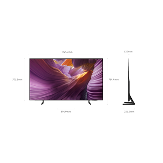 QA55S85FAEXXT = ขนาดหน้าจอ Samsung OLED S85F เพียงอย่างเดียว (1225.7 x 705.6 x 33.9 มม.) ความสูงพร้อมขาตั้ง Graphite Black Simple Linear (764.4 มม.) ขนาดขาตั้ง Graphite Black Simple Linear (896.9 x 235.3 มม.)