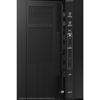 Samsung 2025 Neo QLED QN80F มีพอร์ต USB, HDMI, LAN, เสาอากาศ และอื่น ๆ ที่ด้านข้าง