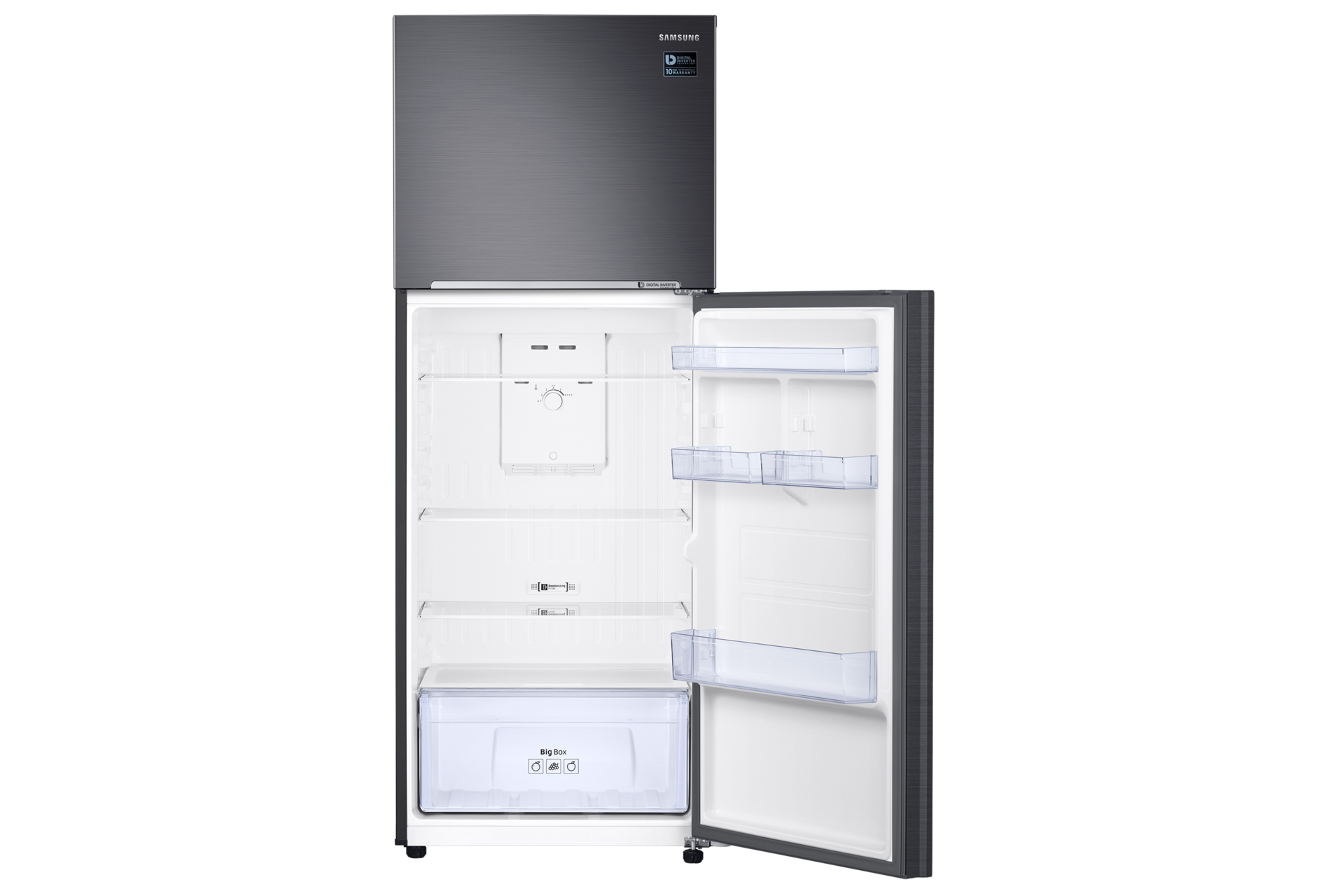 [ตู้เย็น 2 ประตู มุมมองด้านหน้าด้านล่าง ตู้เย็นสีดำ]