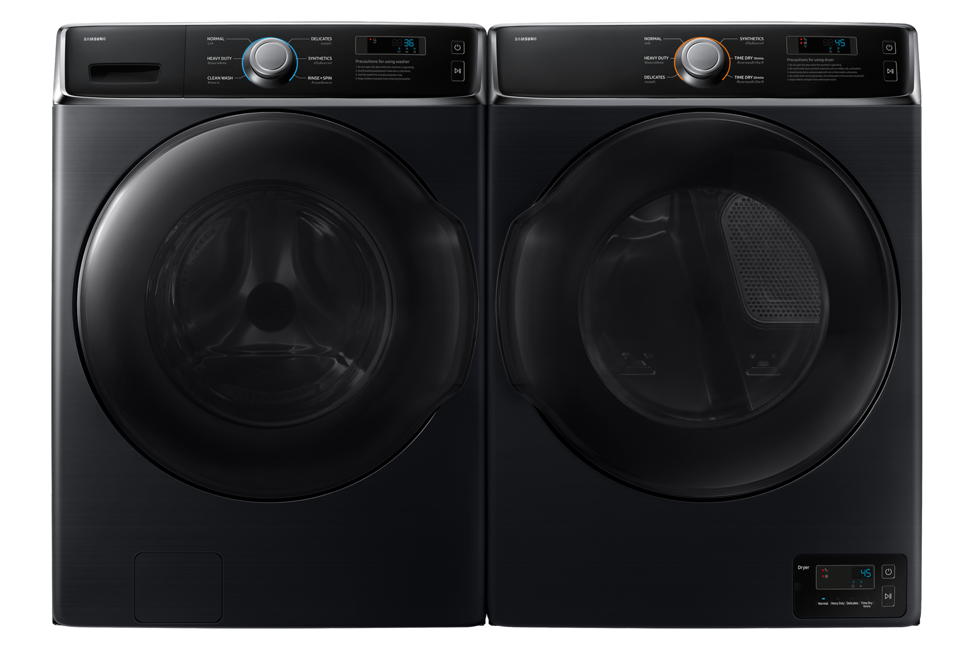 Laundry with Big Capacity and Durability Front-Display-Pair Black 
