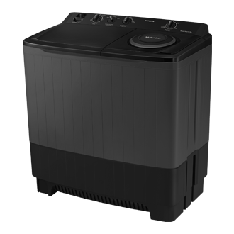 ดูเครื่องซักผ้า 2 ถัง 10 กก. ที่มาพร้อมจานซัก Power Storm พลังน้ำสามทิศทาง ซักสะอาด ผ้าไม่พันกัน พร้อม Air Turbo Drying ผ้าแห้งเร็วขึ้น. WT14B5040BA/ST สี Black ที่วางหันเอียงไปทางขวา